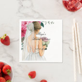 美しいピンクのフローラブライダルシャワー スタンダードカクテルナプキン (インサイチュ)