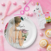 美しいピンクのフローラブライダルシャワー ペーパープレート (パーティー)