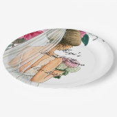 美しいピンクのフローラブライダルシャワー ペーパープレート (アングル)