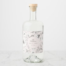 美しいピンクのフローラモノグラム結婚スケッチ