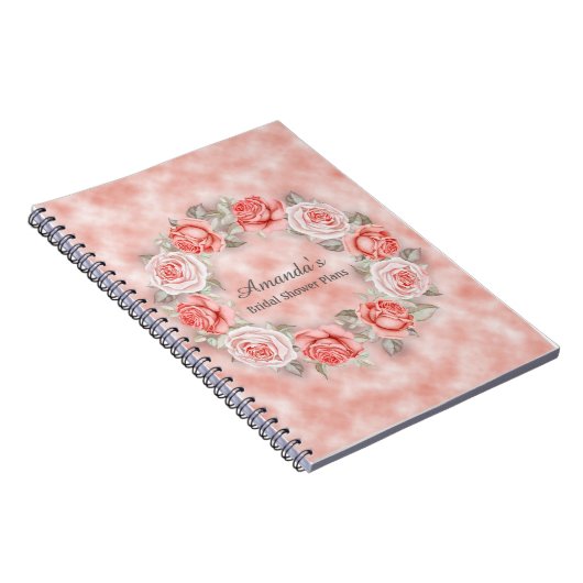 美しいピンクのフローラリースブライダルシャワー計画 ノートブック (右側)