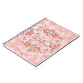 美しいピンクのフローラリースブライダルシャワー計画 ノートブック (左側)