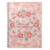 美しいピンクのフローラリースブライダルシャワー計画 ノートブック (正面)