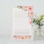 美しいピンクのフローラ並み文房具 便箋 (スタンド正面)