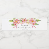 美しいピンクのフローラ水色 |ブライダルシャワー ペットボトルラベル (シングルラベル)