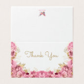 美しいピンクのフローラ縁ど空白のサンキューカード (外部フラット)
