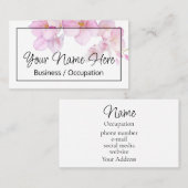 美しいピンクのフローラ花の水色 名刺 (正面/裏面)