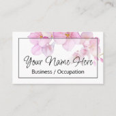 美しいピンクのフローラ花の水色 名刺 (正面)