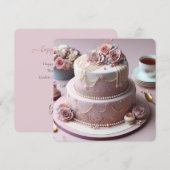 美しいピンクのフローラ記念日ケーキ (正面/裏面)