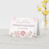 美しいピンクのフローラ赤ちゃんシャワーおめでとう カード (黄色い花)