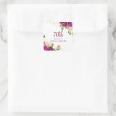 美しいピンクのフローラ70th誕生日パーティー スクエアシール (バッグ)