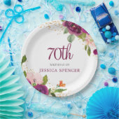 美しいピンクのフローラ70th誕生日パーティー ペーパープレート (パーティー)