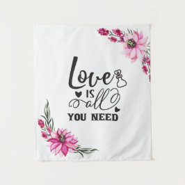 美しいピンクのフローラ/愛は必要なもの タペストリー