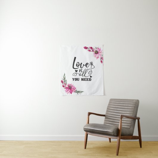 美しいピンクのフローラ/愛は必要なもの タペストリー (インサイチュ)