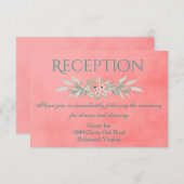美しいピンクのブッシュ レセプション 招待状 (正面/裏面)