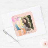 美しいピンクのボールドフォント写真 2024 卒業式 スクエアシール (封筒)