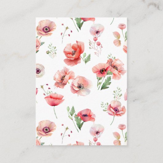 美しいピンクのポピーのシャワーブックベビー エンクロージャーカード (裏面)