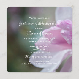 美しいピンクのマグノリアの花の卒業パーティー 招待状