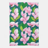 美しいピンクのマグノリアの花 キッチンタオル (縦)