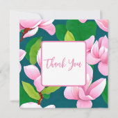 美しいピンクのマグノリアの花 サンキューカード (正面)