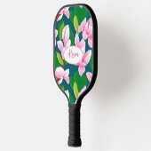美しいピンクのマグノリアの花 ピックルボールラケット (左)