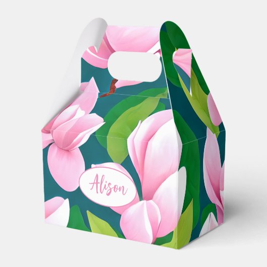 美しいピンクのマグノリアの花 フェイバーボックス (正面サイド)