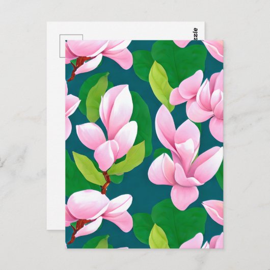 美しいピンクのマグノリアの花 ポストカード (正面/裏面)