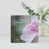 美しいピンクのマグノリア花卒業式パーティー 招待状 (スタンド正面)