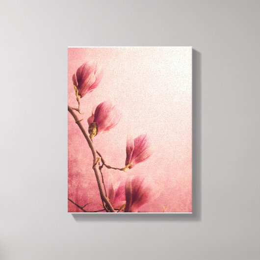 美しいピンクのマグノリア花 キャンバスプリント (正面)