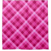 美しいピンクのマゼンタの格子模様のシャワーカーテン シャワーカーテン (正面)