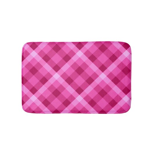 美しいピンクのマゼンタプリード小バスマット バスマット (正面)