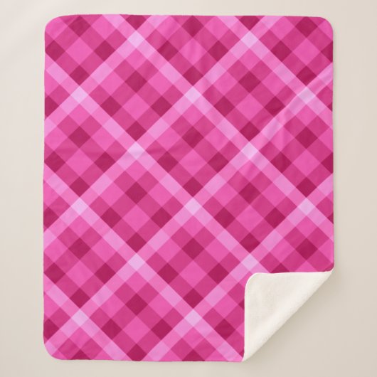 美しいピンクのマゼンタ格子状メディアシェルパブランケット シェルパブランケット (正面)
