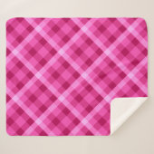 美しいピンクのマゼンタ格子状メディアシェルパブランケット シェルパブランケット (正面(横))