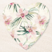 美しいピンクのラン ペーパーコースター (正面)