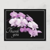 美しいピンクのラン 花 黒背景 ありがとう ポストカード (正面)