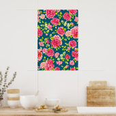 美しいピンクのローズグリーン離れ ポスター (キッチン)