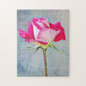 美しいピンクのローズステムフラワーアートパズル ジグソーパズル (縦)
