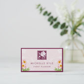 美しいピンクのローズブティックフラワーオールパーズ 名刺 (スタンド正面)