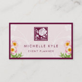 美しいピンクのローズブティックフラワーオールパーズ 名刺 (正面)