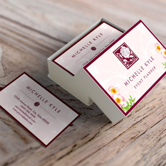 美しいピンクのローズブティックフラワーオールパーズ 名刺