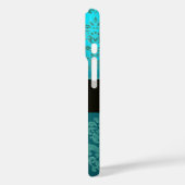 美しいピンクのローズブルーティール(緑がかった色)ダマスクジェムモノグラム Case-Mate iPhoneケース (裏面 / 左)