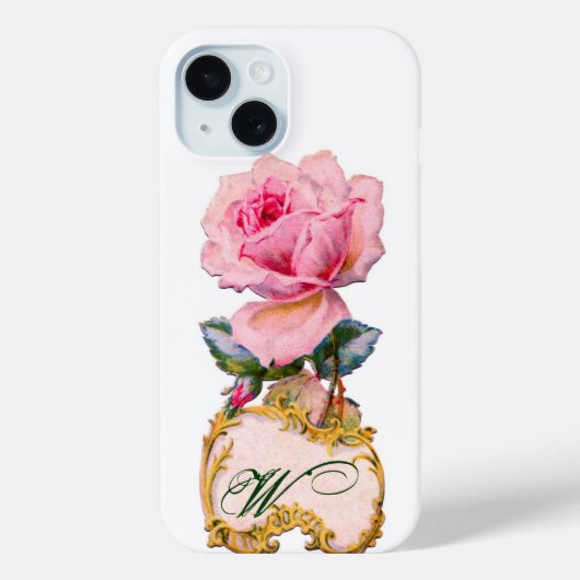 美しいピンクのローズモノグラム Case-Mate iPhoneケース (裏面)