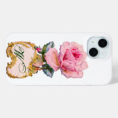 美しいピンクのローズモノグラム Case-Mate iPhoneケース (裏面 (横))