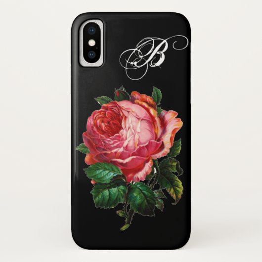 美しいピンクのローズモノグラム Case-Mate iPhoneケース (裏面)
