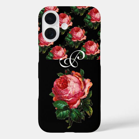 美しいピンクのローズモノグラム Case-Mate iPhoneケース (裏面)
