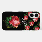 美しいピンクのローズモノグラム Case-Mate iPhoneケース (裏面 (横))