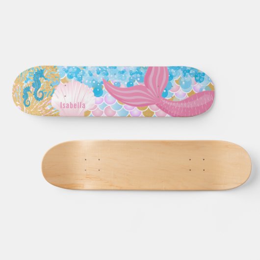 美しいピンクの人魚の尾 スケートボード (横)