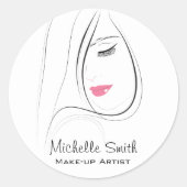 美しいピンクの唇メイクアップアーティストブランディング ラウンドシール (正面)