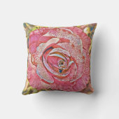 美しいピンクの夏のバラ絵画の花 クッション (裏面)
