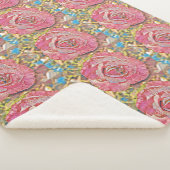 美しいピンクの夏のバラ絵画の花 シェルパブランケット (3/4)